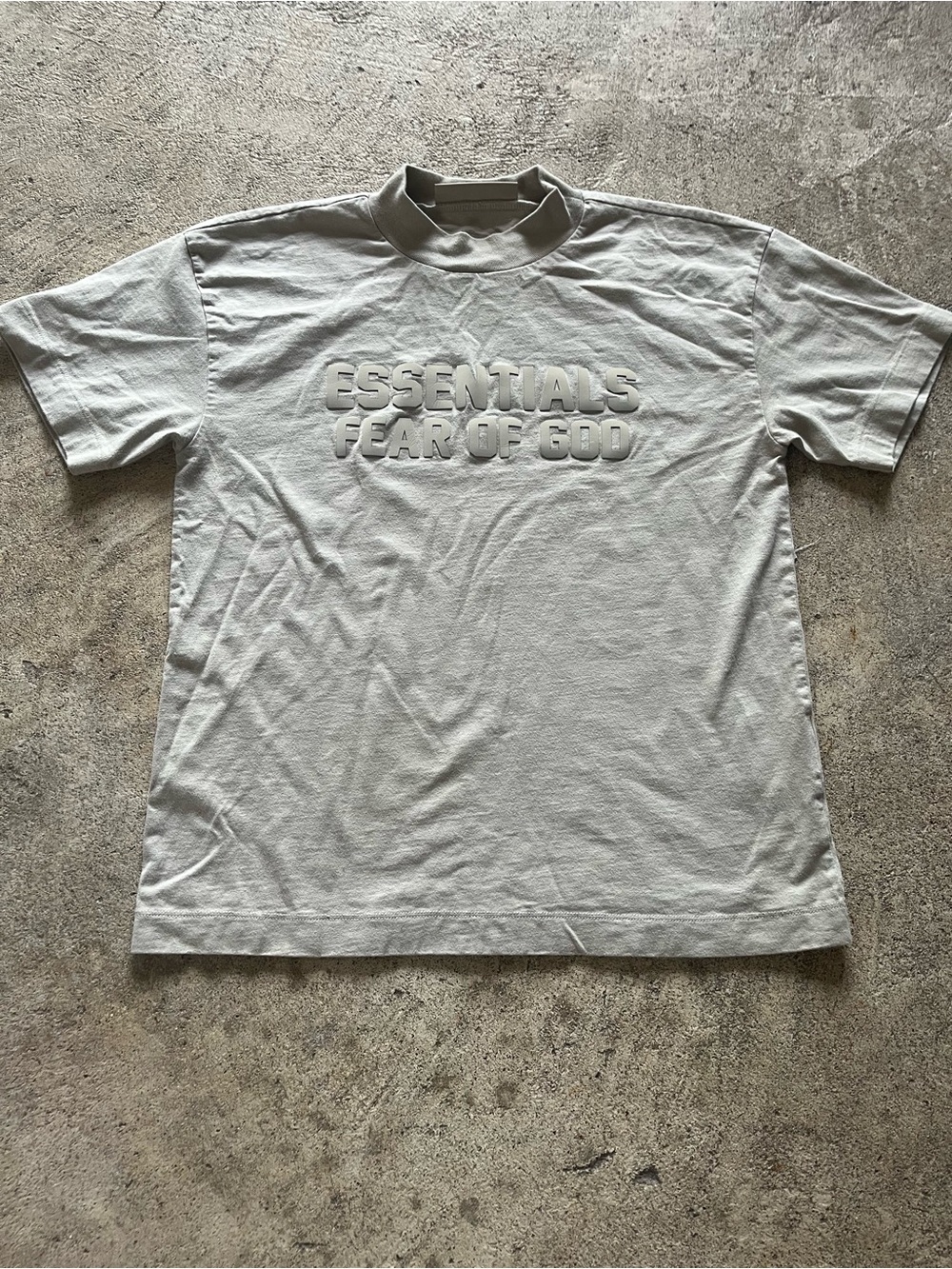 Fear of God ESSENTIALS Light Gray Embossed Logo Tee